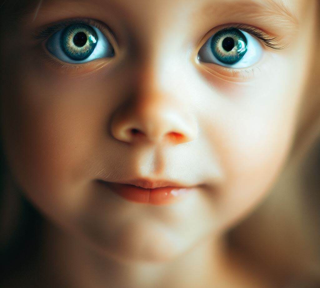 niña con ojos brillantes
